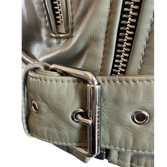 All Saints Green Leather Moto Jacket Size 2 Retails $589 NWT - Picture 7 of 11